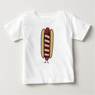Camiseta De Bebé Hotdog Wiener Bacon envuelto de perro caliente