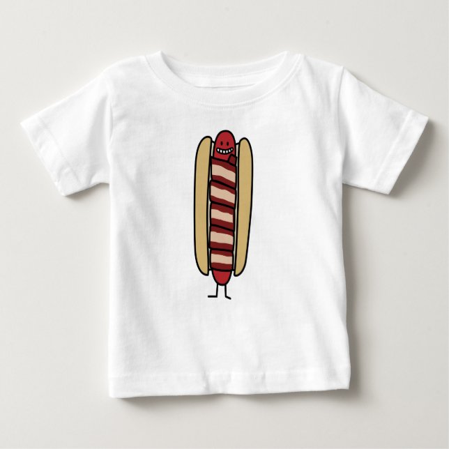 Camiseta De Bebé Hotdog Wiener Bacon envuelto de perro caliente (Anverso)