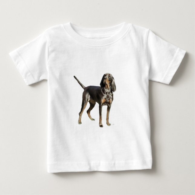 Camiseta De Bebé Hound estadounidense negro y tan negro (Anverso)