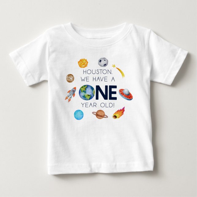 Camiseta De Bebé Houston Tenemos Un Fiesta De Primer Cumpleaños De  (Anverso)