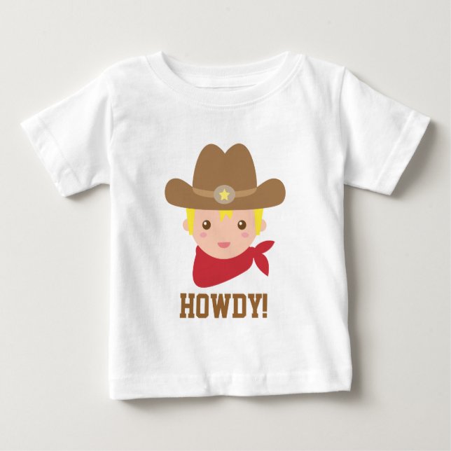 Camiseta De Bebé Howdy, Cowboy lindo para los niños pequeños (Anverso)