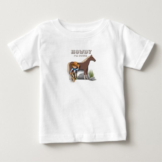 Camiseta De Bebé Howdy howie niños de primer cumpleaños con huellas (Anverso)