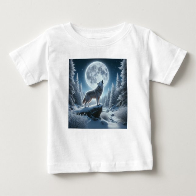 Camiseta De Bebé Howling Wolf In Winter (Anverso)