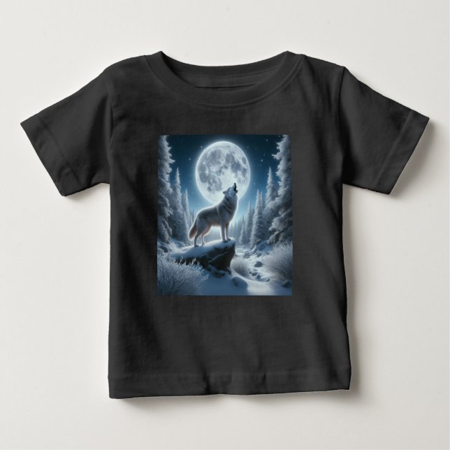 Camiseta De Bebé Howling Wolf In Winter (Anverso)