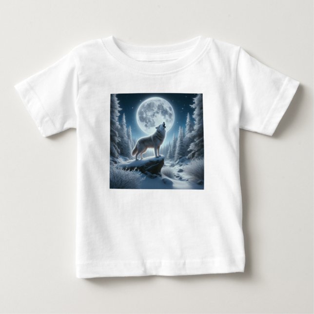 Camiseta De Bebé Howling Wolf In Winter (Anverso)