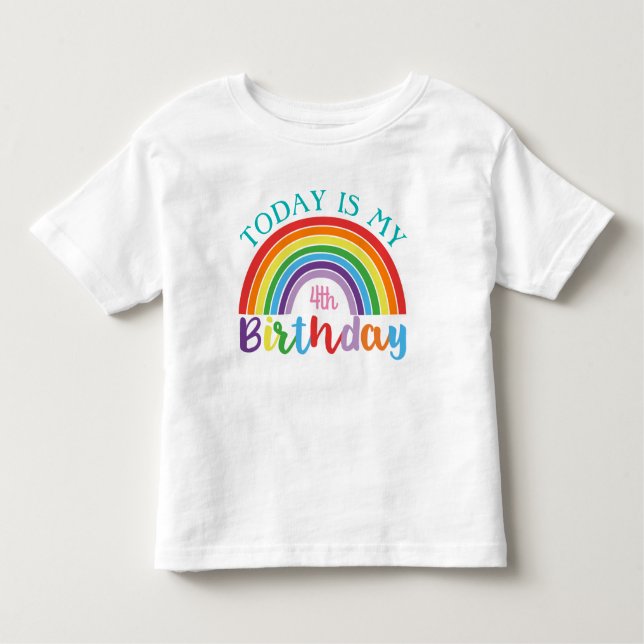 Camiseta De Bebé Hoy Es Mi Cumpleaños Arcoíris Agrega Tu Edad Chica (Anverso)