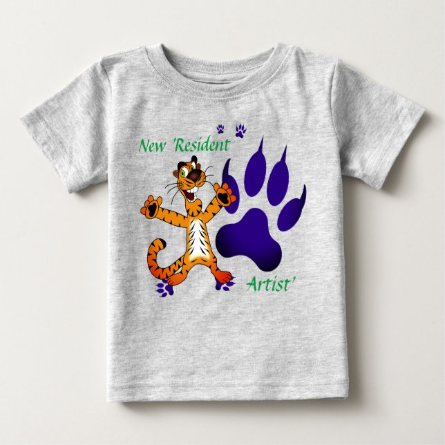 Camiseta De Bebé Huella de cría de tigre artística (Anverso)