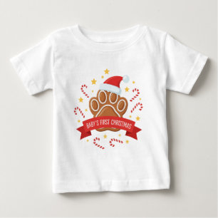 Camiseta De Bebé Huella de jengibre adorable El primer Navidad de