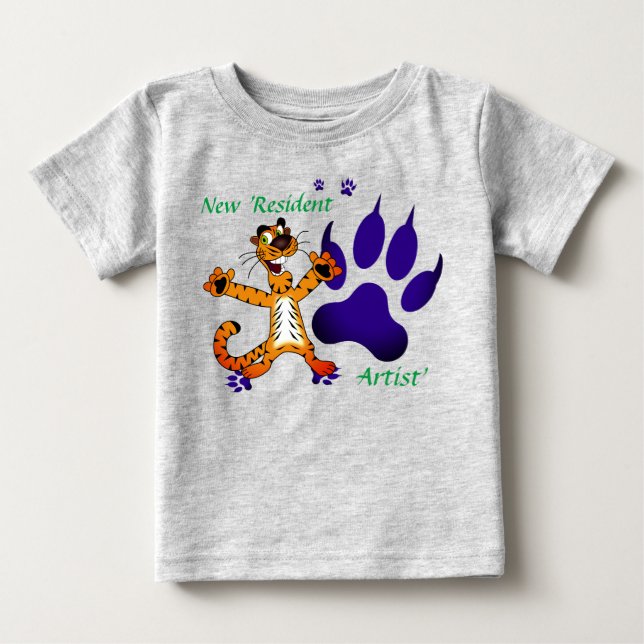 Camiseta De Bebé Huella de Tigre Bebé Niño Artística (Anverso)