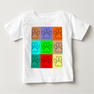 Camiseta De Bebé Huellas de Cachorro Adorables en Cuadrados