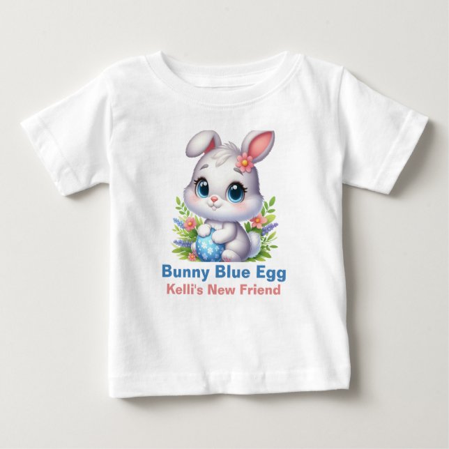 Camiseta De Bebé Huevo azul Bunny (Anverso)