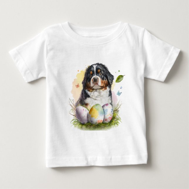 Camiseta De Bebé Huevo de Pascua de Perro de Montaña de Bernese, Pa (Anverso)