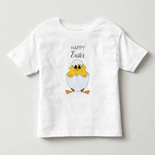 Camiseta De Bebé Huevo de Pascua y pollo Feliz Pascua (Anverso)