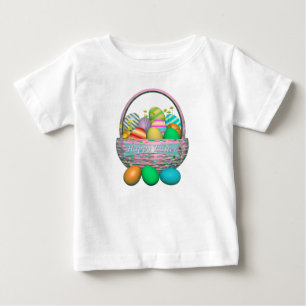 Camiseta De Bebé Huevos de Pascua pintados en la canasta