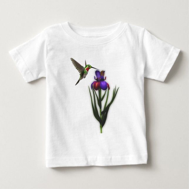Camiseta De Bebé Hummingbird Iris Flower (Anverso)