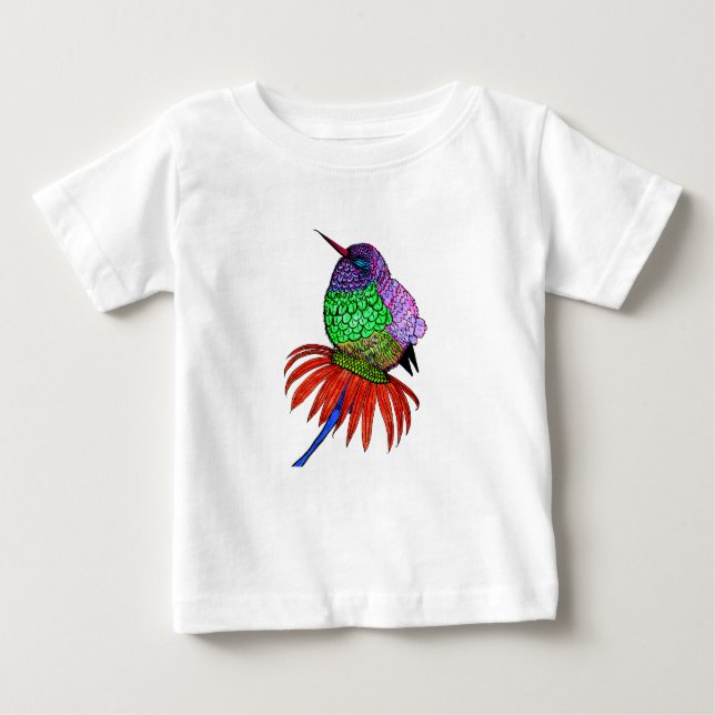 Camiseta De Bebé Hummingbird vivo y esponjoso bebé (Anverso)