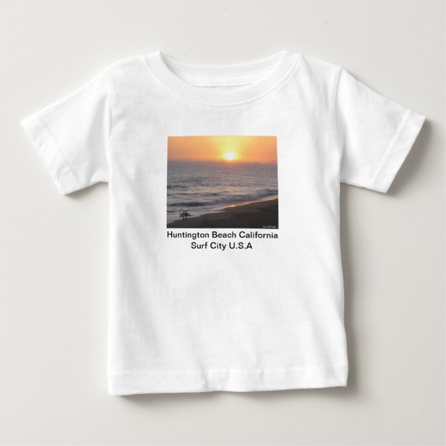 Camiseta De Bebé Huntington Beach "Ciudad del Surf" (Anverso)