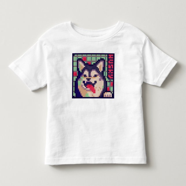 Camiseta De Bebé Husky Pixelart Pixel Art (Anverso)