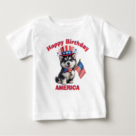 Camiseta De Bebé Husky Puppy (2a) Patriotic Kid T-Shirt