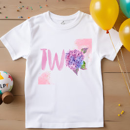 Camiseta De Bebé Hydrangea acuarela cumpleaños dos