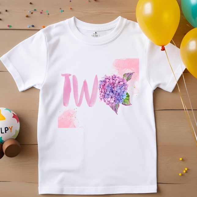 Camiseta De Bebé Hydrangea acuarela cumpleaños dos (Subido por el creador)