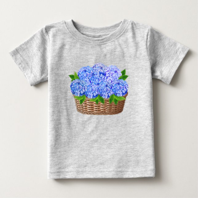 Camiseta De Bebé Hydrangeas Azules Costeras de Nantucket (Anverso)