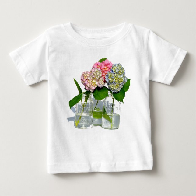 Camiseta De Bebé Hydrangeas y Mason jar (Anverso)