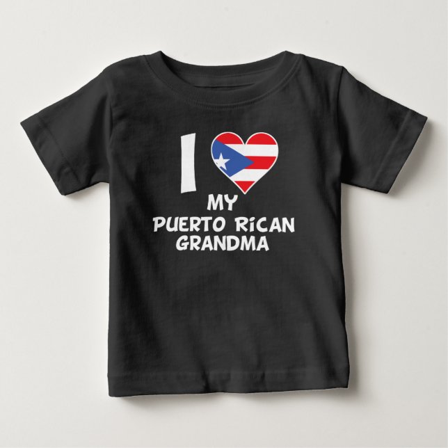Camiseta De Bebé I corazón mi abuela puertorriqueña (Anverso)