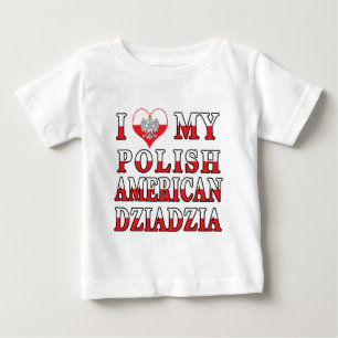 Camiseta De Bebé I corazón mi americano polaco Dziadzia