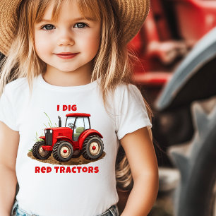 Camiseta De Bebé I DIG RED TRACTORS Farm Personalizado