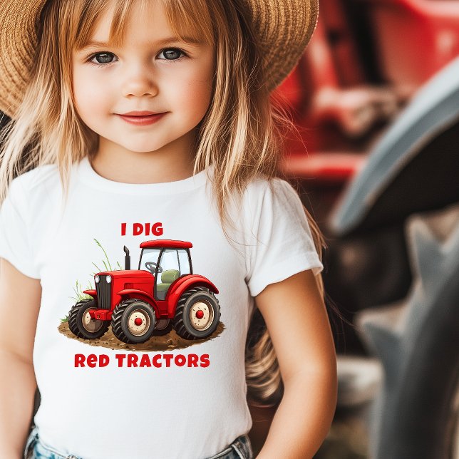Camiseta De Bebé I DIG RED TRACTORS Farm Personalizado (I dig red tractors personalized toddler t-shirt for girls)