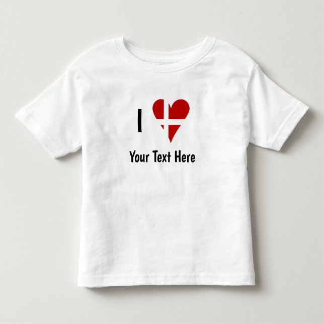 Camiseta De Bebé I (Funky Heart Shaped Danish Flag) Your Text (Anverso)
