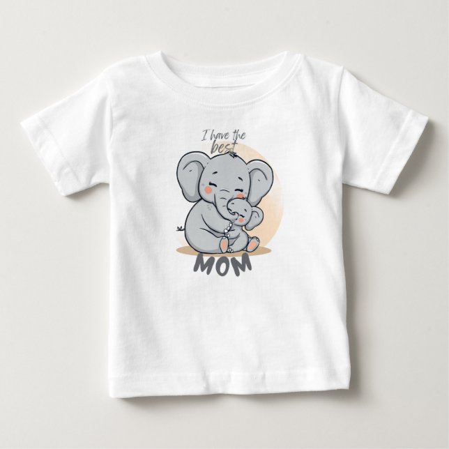 Camiseta De Bebé I Have the Best MOM – Cute Elephant T-Shirt (Anverso)