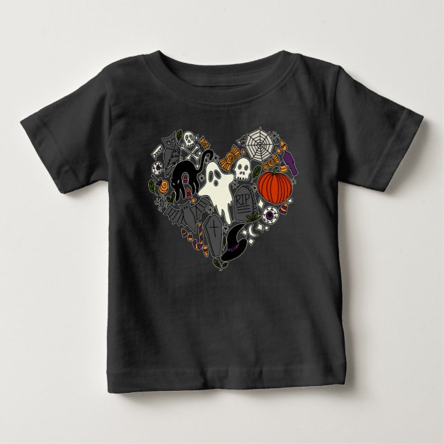 Camiseta De Bebé I Heart Halloween Holiday Graphic Casual Costume (Anverso)