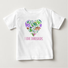 Camiseta De Bebé I Love Dinosaurs, Dinosaur Heart Valentine