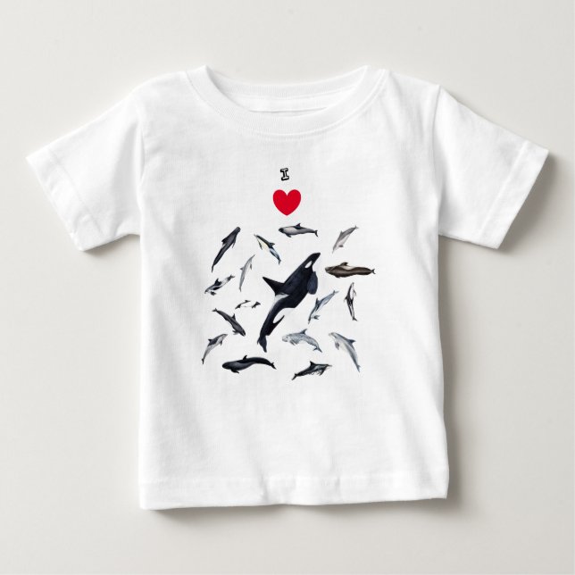 Camiseta De Bebé I love dolphins - Amo los delfines (Anverso)