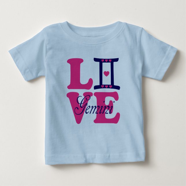 Camiseta De Bebé ♊ 😍 I Love Gemini-Best Zodiac Rótulo Raglan Baseb (Anverso)