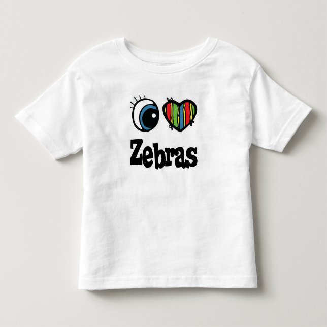 Camiseta De Bebé I Love (Heart) Zebras (Anverso)