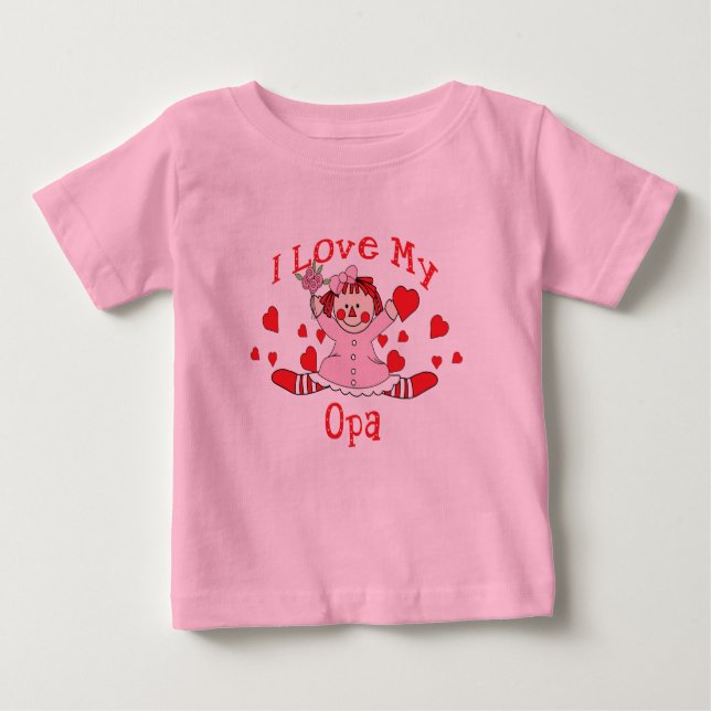 Camiseta De Bebé I love My Opa Rag Doll & Hearts (Anverso)