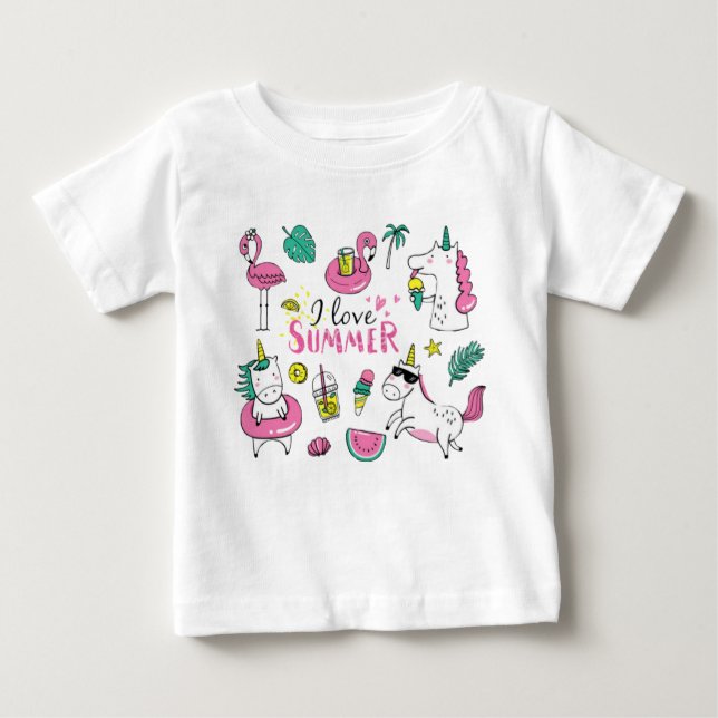 Camiseta De Bebé I love summer cute (Anverso)