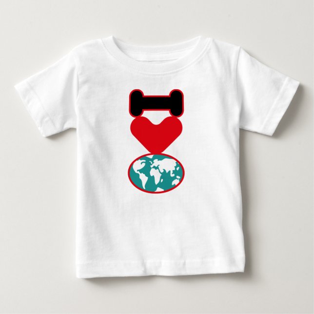 CAMISETA DE BEBÉ I LOVE THE WORLD BY MASANSER PIXELAT (Anverso)