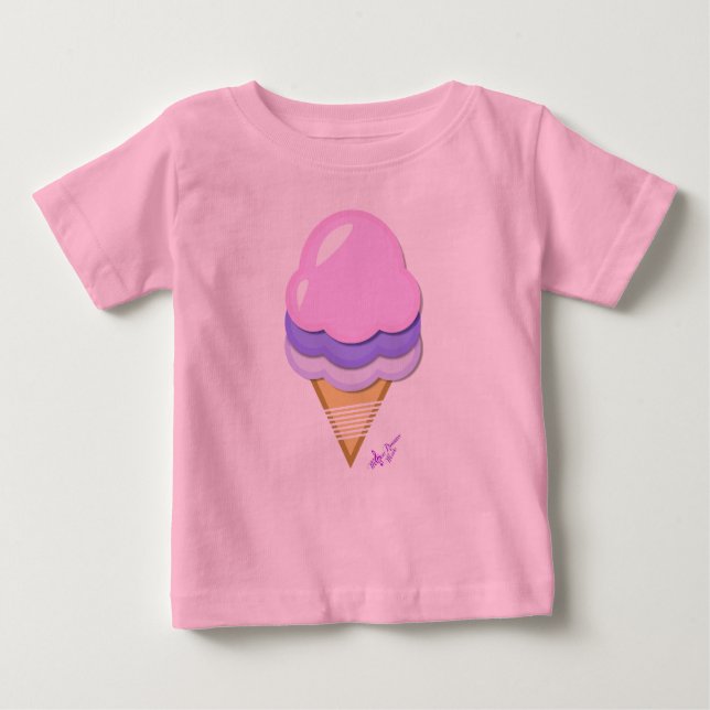Camiseta De Bebé Icecream Rosa y Azul Cono Tutu Rosa Bebé Bodysuit (Anverso)