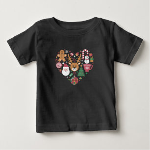 Camiseta De Bebé Iconos de amor del corazón de Navidad, vacaciones 