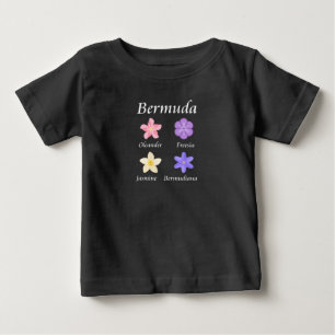 Camiseta De Bebé Iconos de flores de Bermudas con nombre de color