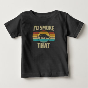 Camiseta De Bebé Id Fumar Ese Gracioso Retro BBQ Pig Meat Grill Reg