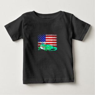 Camiseta De Bebé Iguana con bandera de América