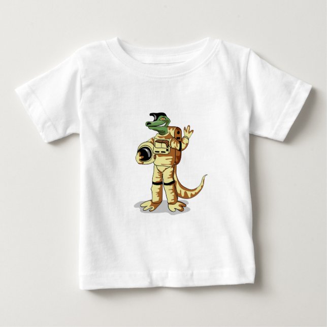 Camiseta De Bebé Iguanodon Vestido En Un Espacio Cosmonauta. (Anverso)