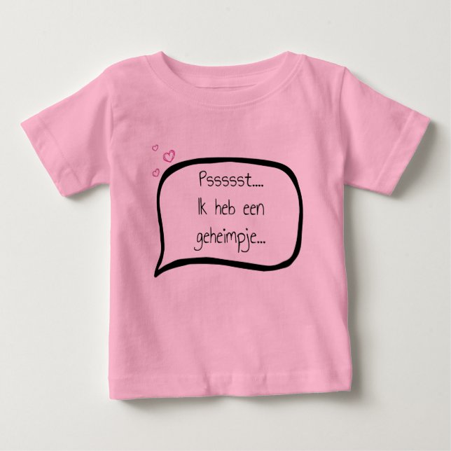Camiseta De Bebé Ik heb een geheimpje Zus customizable date (Anverso)
