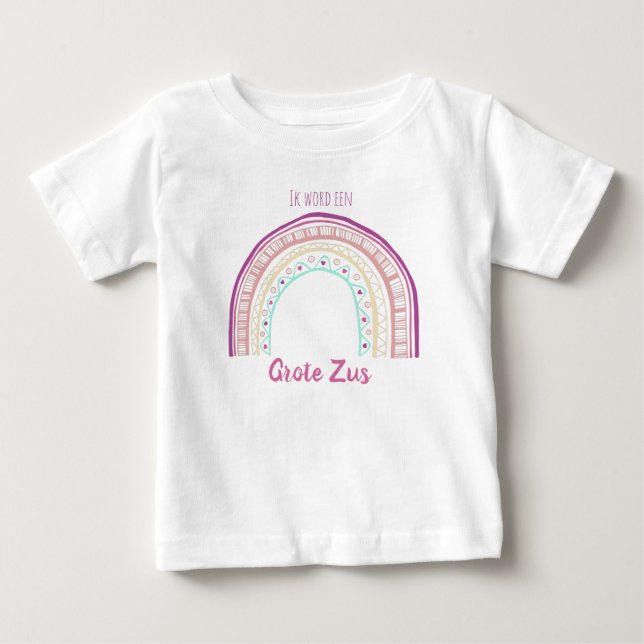Camiseta De Bebé Ik word een grote zus met getekend regenboog (Anverso)
