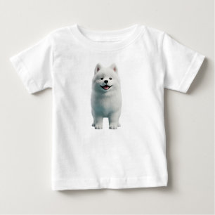 Camiseta De Bebé Ilustración 3D de adorable perro Samoyed blanco es